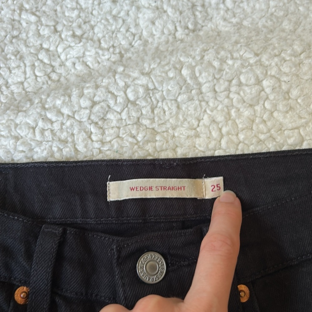 Levi’s Straight Leg Black High Waist Jeans 25 - Picture 5 of 11